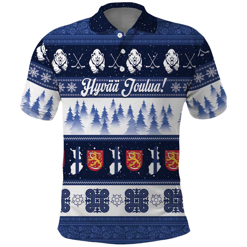 Finland Christmas Polo Shirt Suomen Tasavalta Hyvaa Joulua - Wonder Print Shop