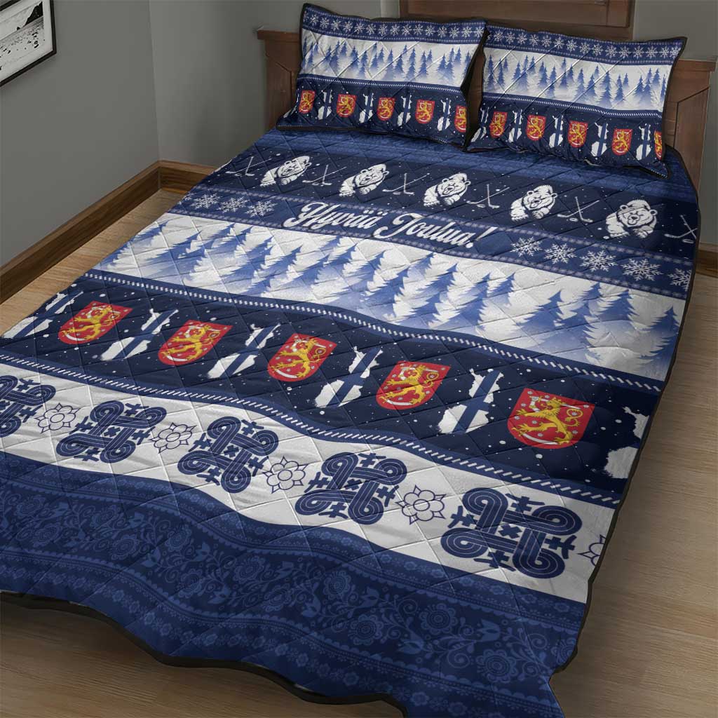 Finland Christmas Quilt Bed Set Suomen Tasavalta Hyvaa Joulua - Wonder Print Shop