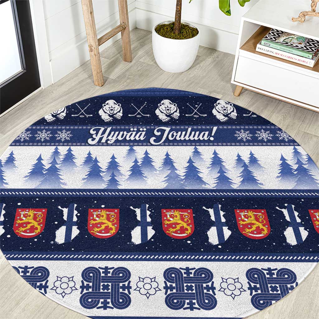 Finland Christmas Round Carpet Suomen Tasavalta Hyvaa Joulua - Wonder Print Shop