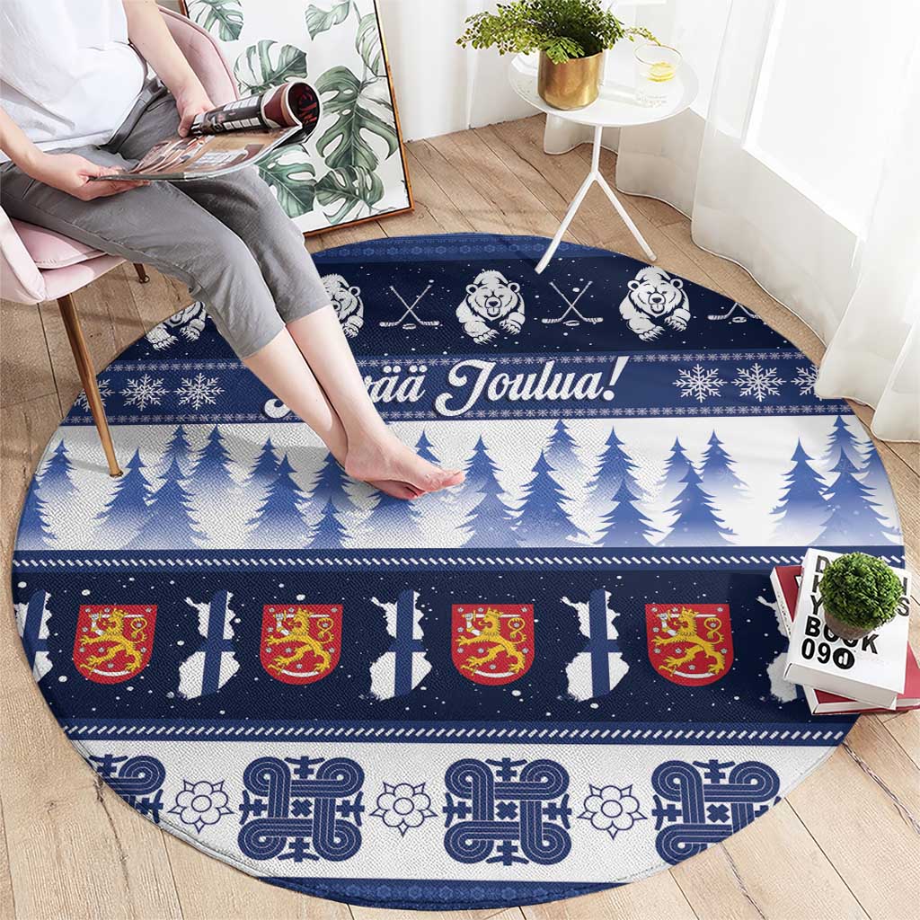 Finland Christmas Round Carpet Suomen Tasavalta Hyvaa Joulua - Wonder Print Shop