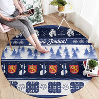 Finland Christmas Round Carpet Suomen Tasavalta Hyvaa Joulua - Wonder Print Shop