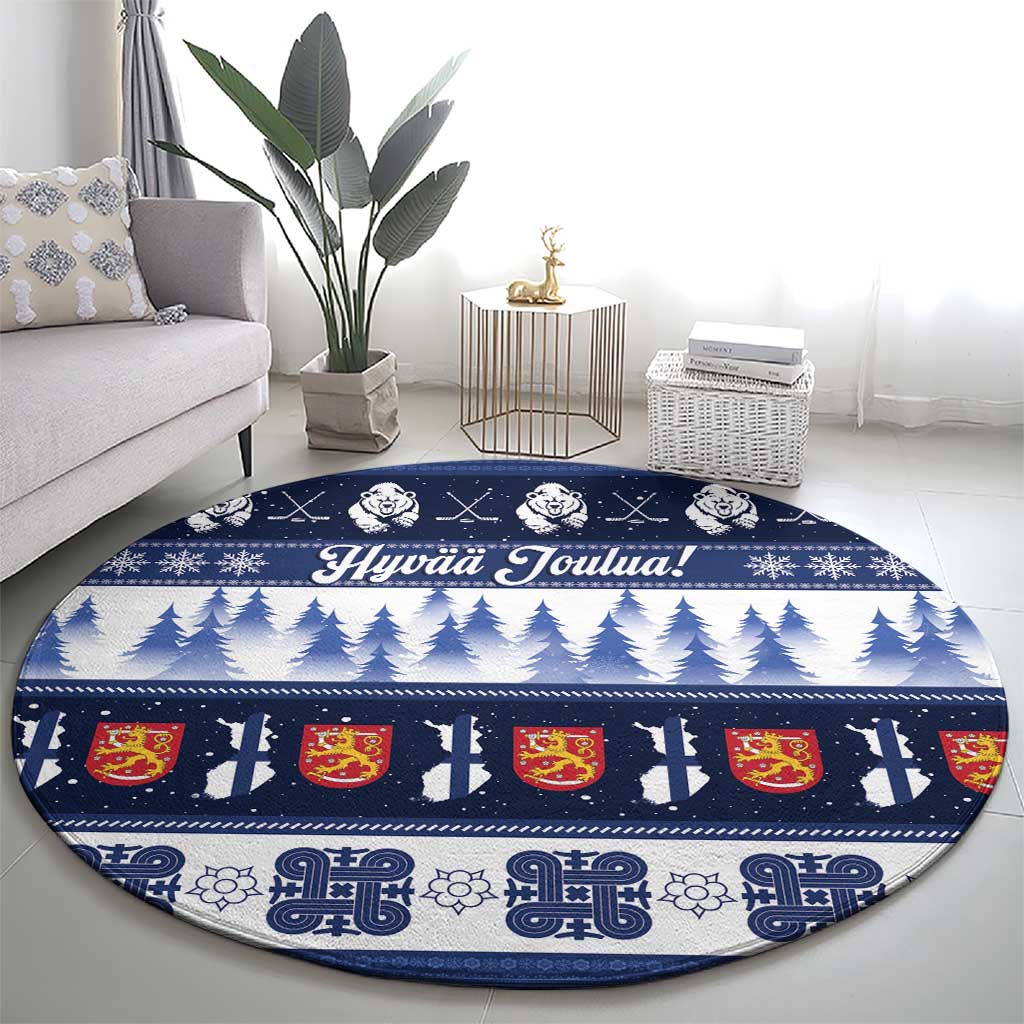 Finland Christmas Round Carpet Suomen Tasavalta Hyvaa Joulua - Wonder Print Shop