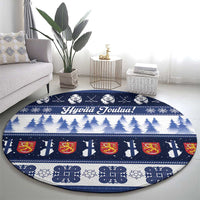 Finland Christmas Round Carpet Suomen Tasavalta Hyvaa Joulua - Wonder Print Shop