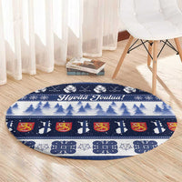 Finland Christmas Round Carpet Suomen Tasavalta Hyvaa Joulua - Wonder Print Shop