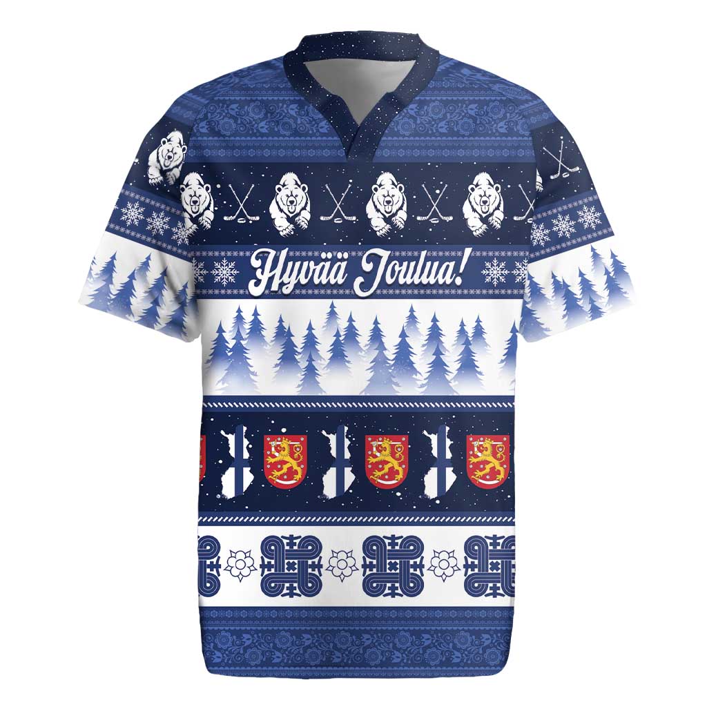 Finland Christmas Rugby Jersey Suomen Tasavalta Hyvaa Joulua - Wonder Print Shop