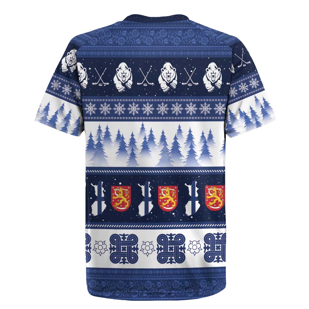 Finland Christmas Rugby Jersey Suomen Tasavalta Hyvaa Joulua - Wonder Print Shop