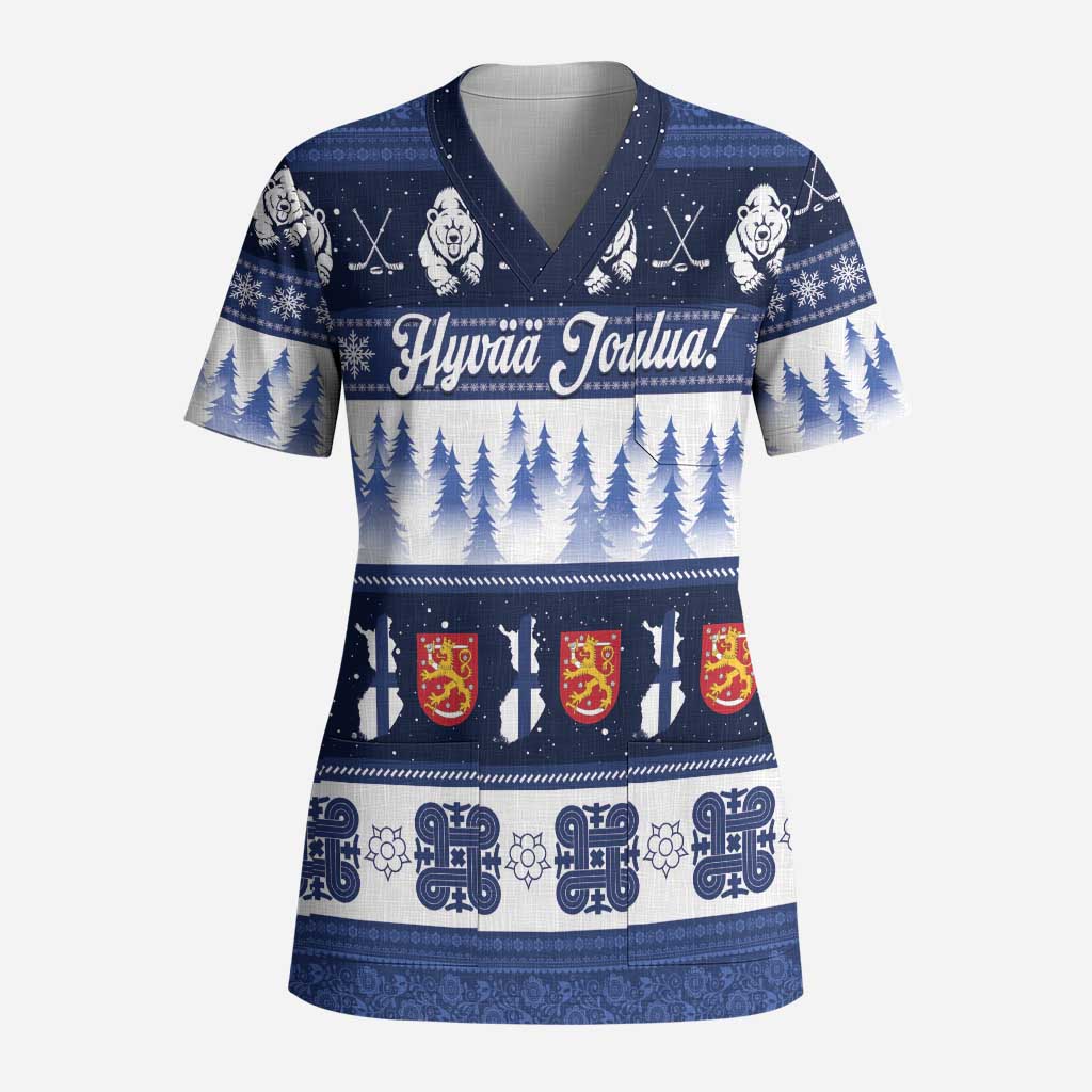 Finland Christmas Scrub Top Suomen Tasavalta Hyvaa Joulua - Wonder Print Shop