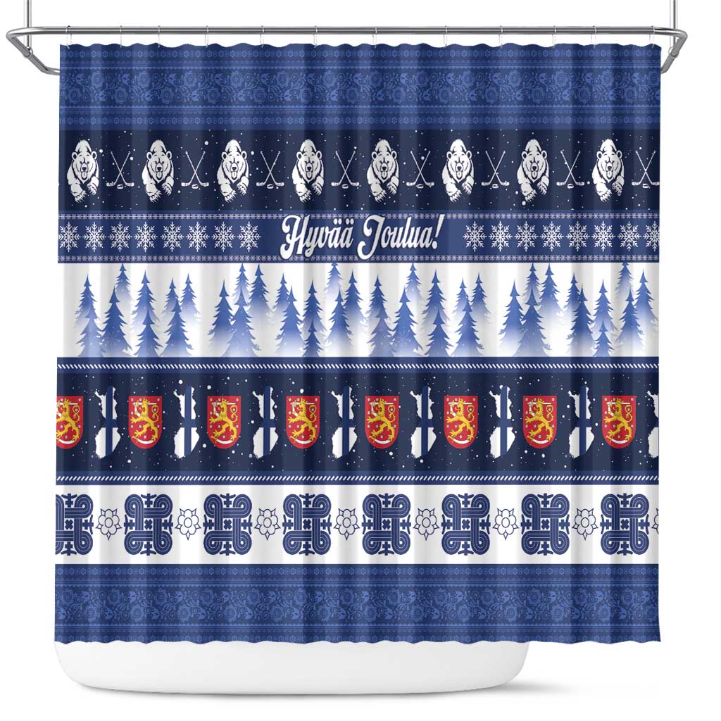 Finland Christmas Shower Curtain Suomen Tasavalta Hyvaa Joulua - Wonder Print Shop
