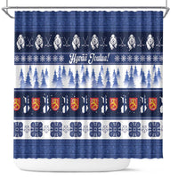 Finland Christmas Shower Curtain Suomen Tasavalta Hyvaa Joulua - Wonder Print Shop