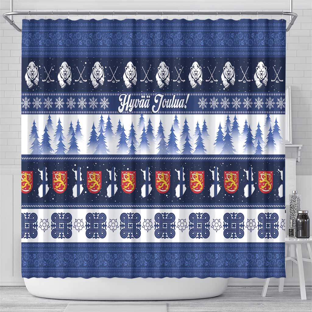 Finland Christmas Shower Curtain Suomen Tasavalta Hyvaa Joulua - Wonder Print Shop