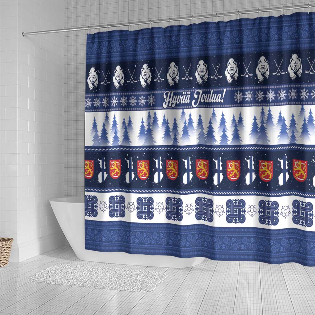 Finland Christmas Shower Curtain Suomen Tasavalta Hyvaa Joulua - Wonder Print Shop