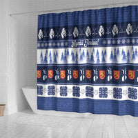 Finland Christmas Shower Curtain Suomen Tasavalta Hyvaa Joulua - Wonder Print Shop
