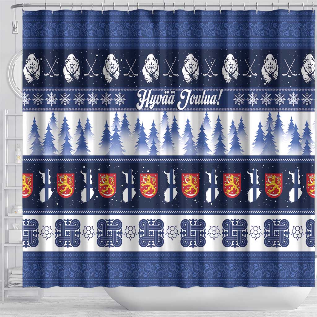 Finland Christmas Shower Curtain Suomen Tasavalta Hyvaa Joulua - Wonder Print Shop