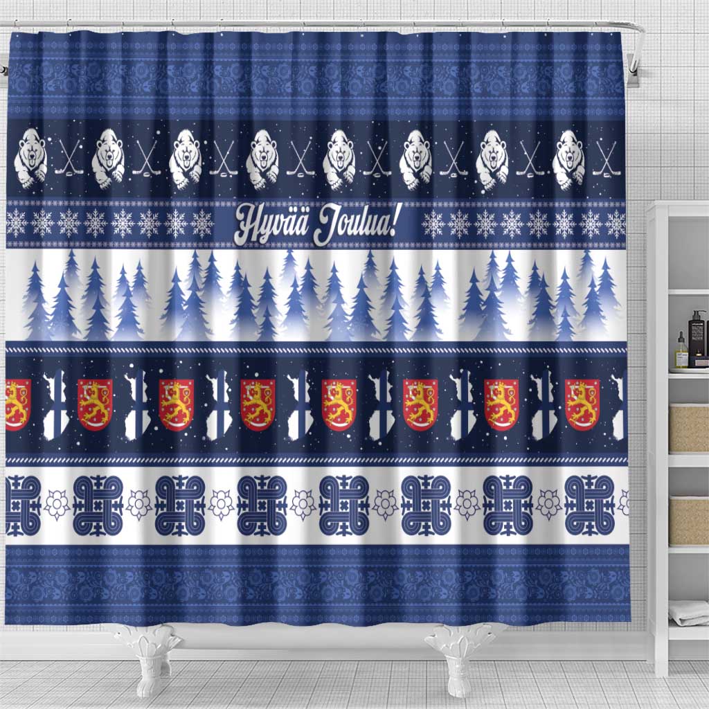 Finland Christmas Shower Curtain Suomen Tasavalta Hyvaa Joulua - Wonder Print Shop