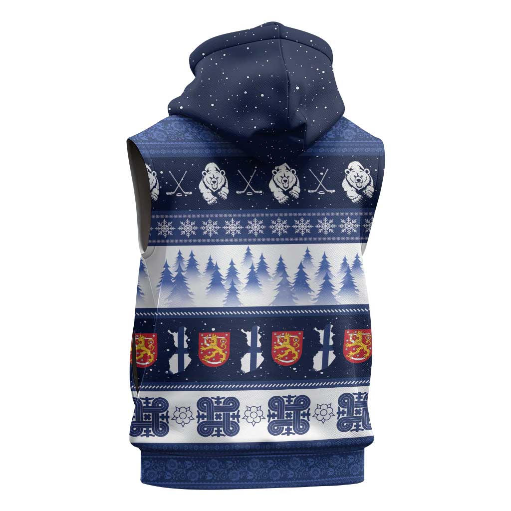 Finland Christmas Sleeveless Hoodie Suomen Tasavalta Hyvaa Joulua - Wonder Print Shop