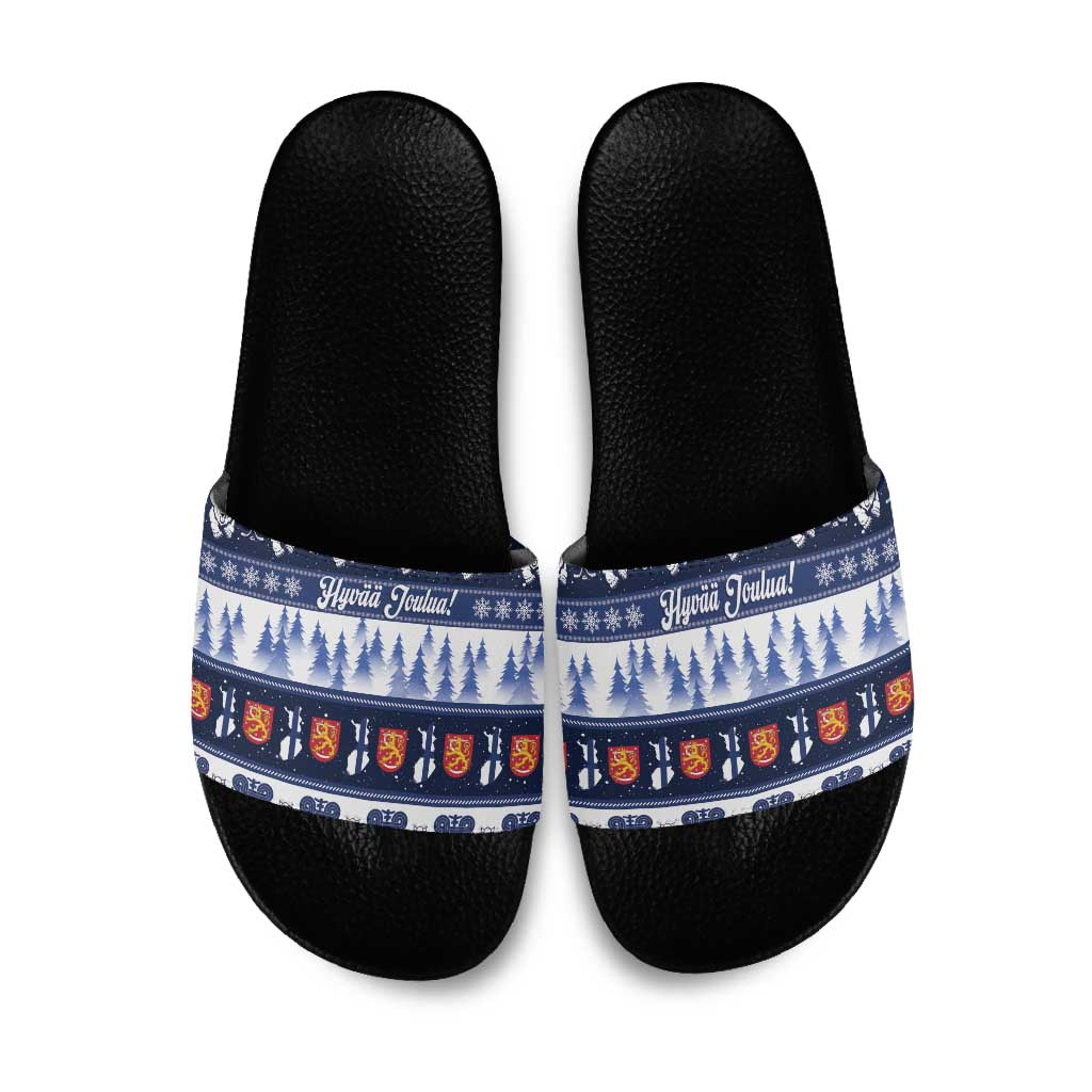 Finland Christmas Slide Sandals Suomen Tasavalta Hyvaa Joulua - Wonder Print Shop