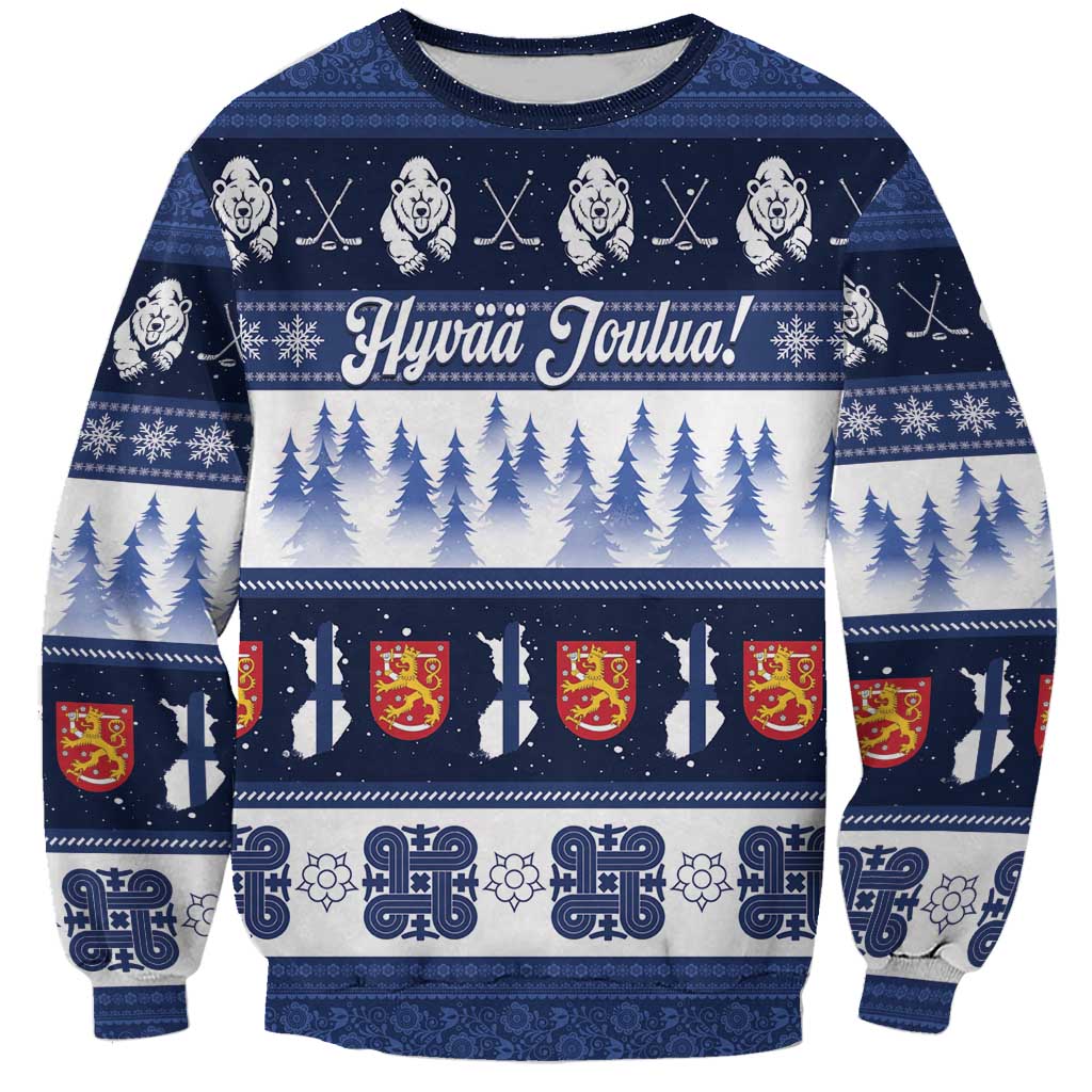 Finland Christmas Sweatshirt Suomen Tasavalta Hyvaa Joulua - Wonder Print Shop
