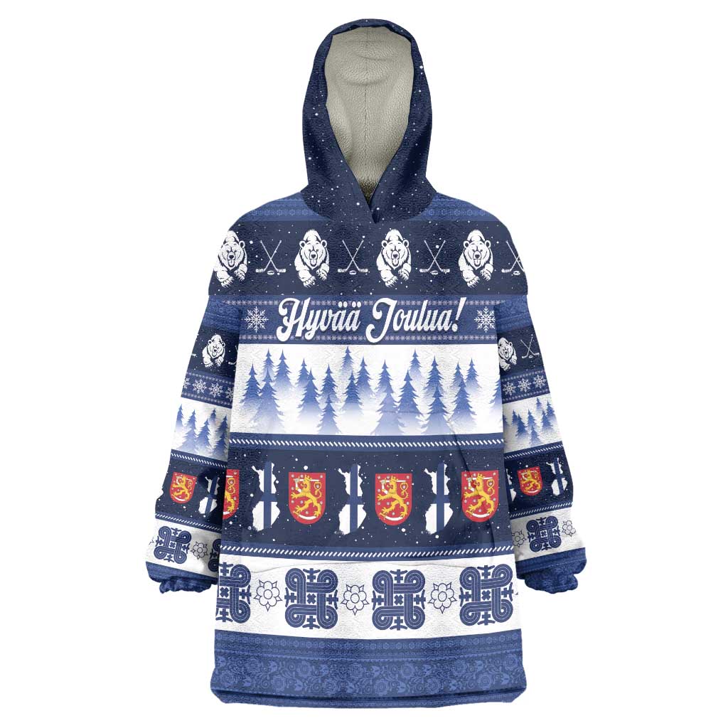 Finland Christmas Wearable Blanket Hoodie Suomen Tasavalta Hyvaa Joulua - Wonder Print Shop
