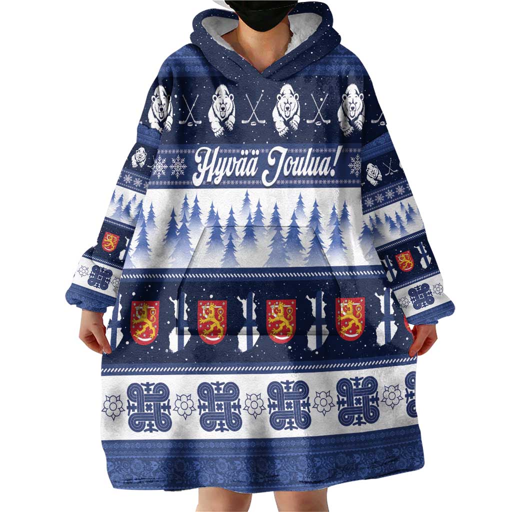 Finland Christmas Wearable Blanket Hoodie Suomen Tasavalta Hyvaa Joulua - Wonder Print Shop