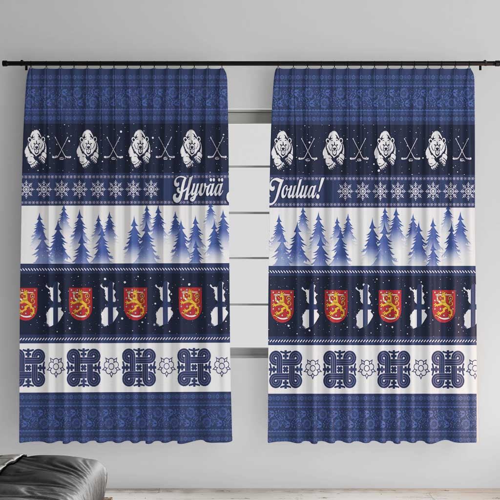 Finland Christmas Window Curtain Suomen Tasavalta Hyvaa Joulua - Wonder Print Shop
