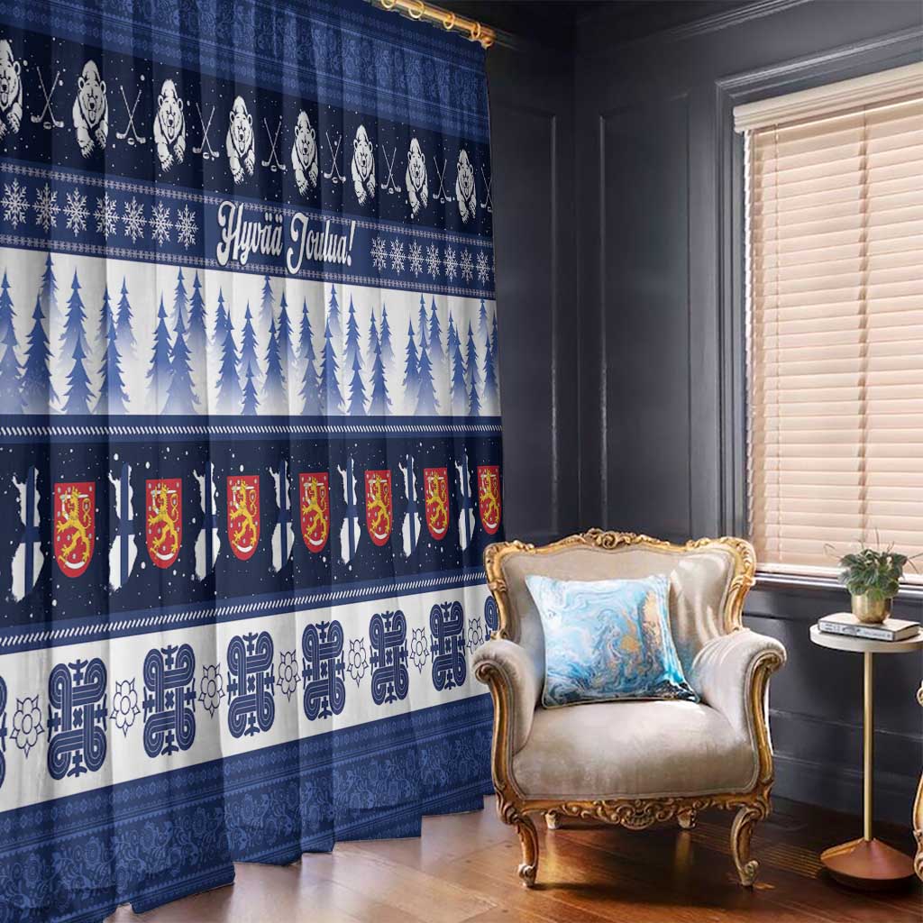Finland Christmas Window Curtain Suomen Tasavalta Hyvaa Joulua - Wonder Print Shop