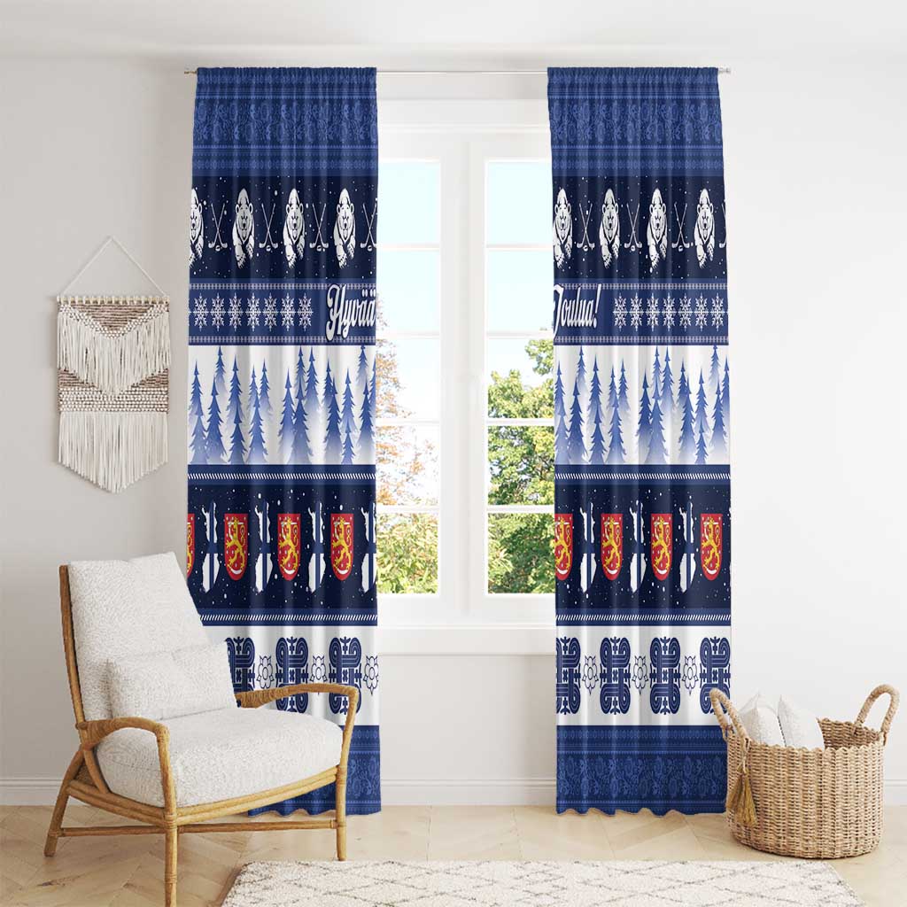 Finland Christmas Window Curtain Suomen Tasavalta Hyvaa Joulua - Wonder Print Shop