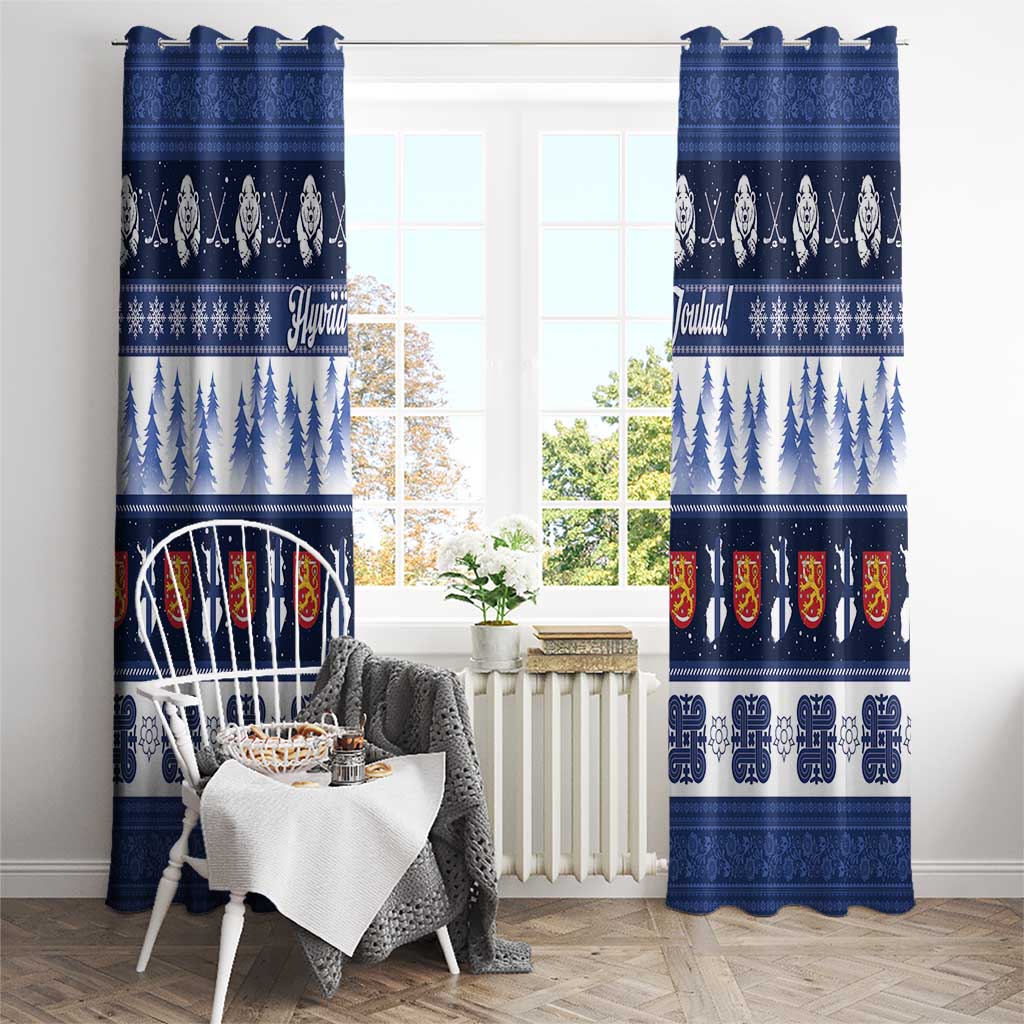 Finland Christmas Window Curtain Suomen Tasavalta Hyvaa Joulua - Wonder Print Shop