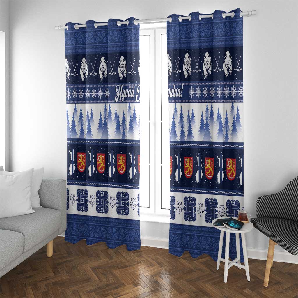 Finland Christmas Window Curtain Suomen Tasavalta Hyvaa Joulua - Wonder Print Shop