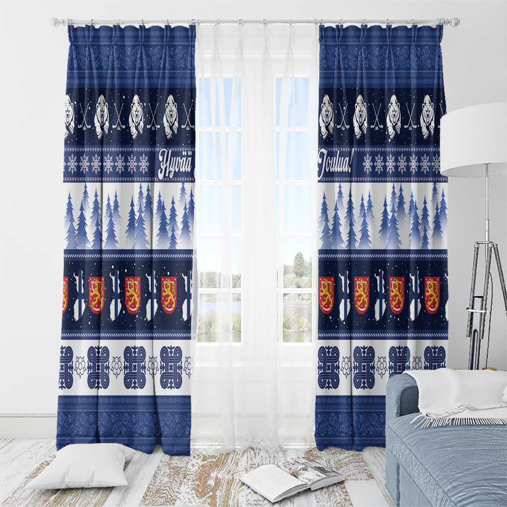 Finland Christmas Window Curtain Suomen Tasavalta Hyvaa Joulua - Wonder Print Shop