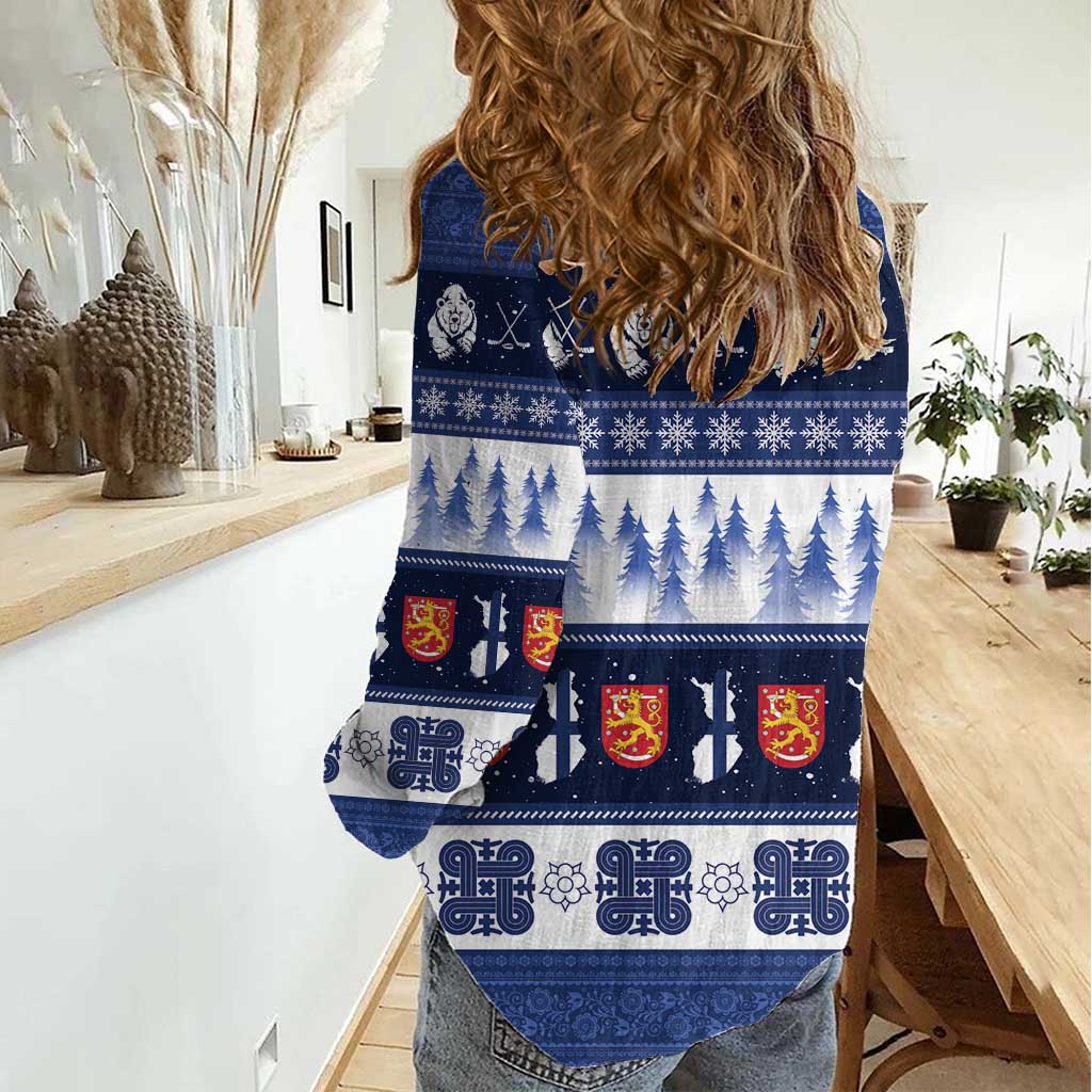 Finland Christmas Women Casual Shirt Suomen Tasavalta Hyvaa Joulua - Wonder Print Shop