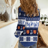 Finland Christmas Women Casual Shirt Suomen Tasavalta Hyvaa Joulua - Wonder Print Shop