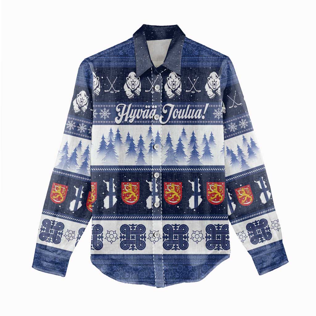 Finland Christmas Women Casual Shirt Suomen Tasavalta Hyvaa Joulua - Wonder Print Shop