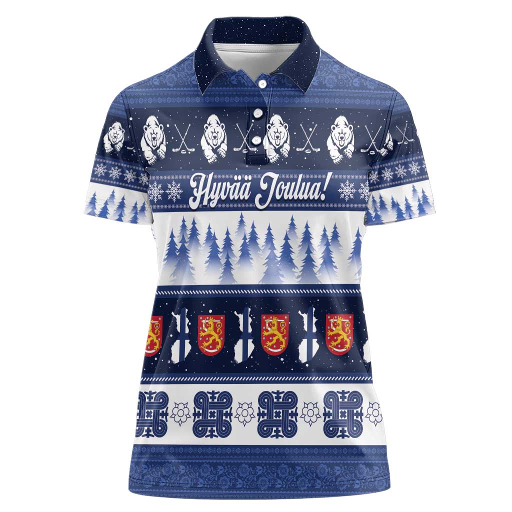 Finland Christmas Women Polo Shirt Suomen Tasavalta Hyvaa Joulua - Wonder Print Shop