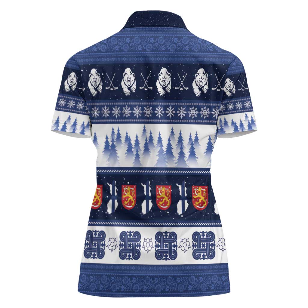 Finland Christmas Women Polo Shirt Suomen Tasavalta Hyvaa Joulua - Wonder Print Shop