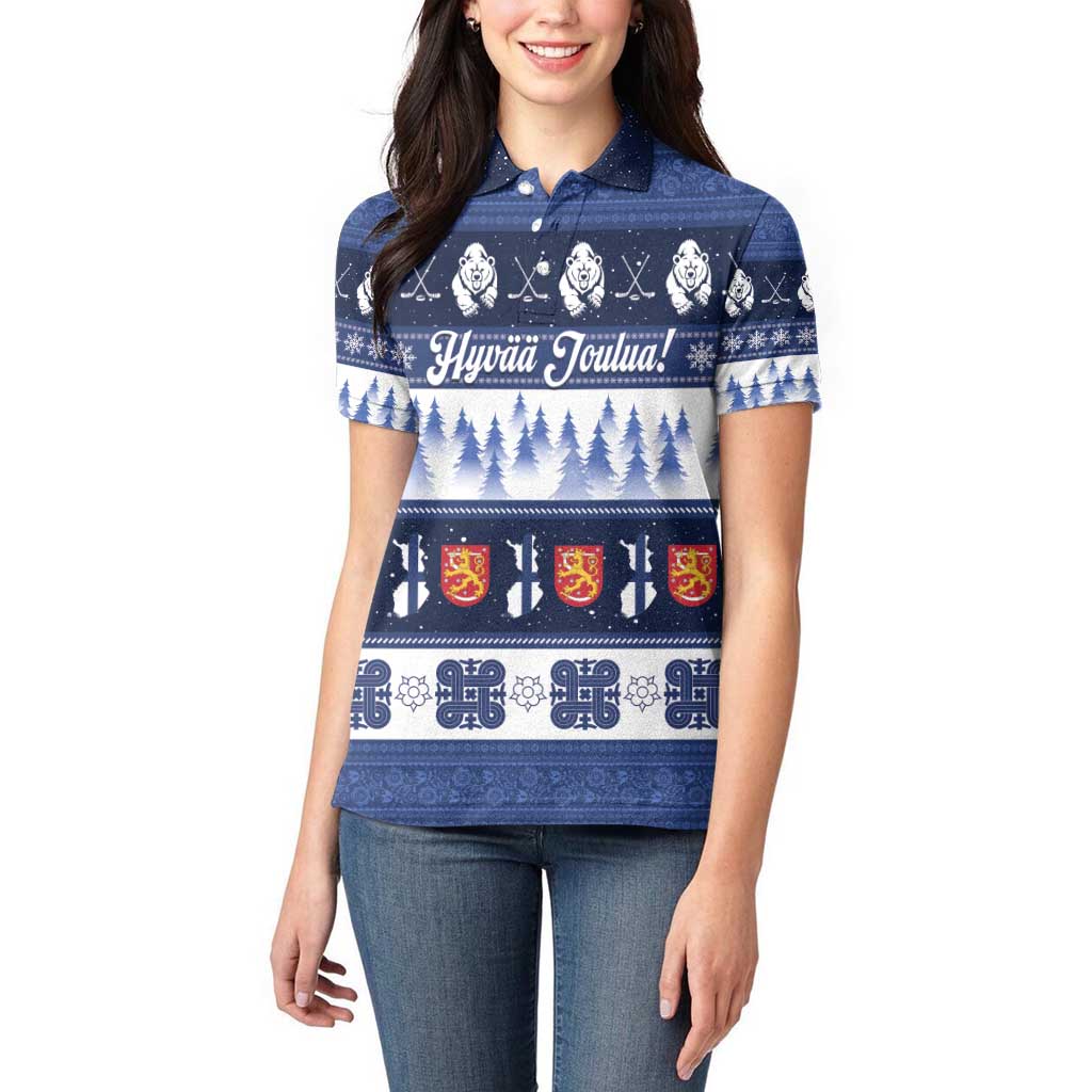 Finland Christmas Women Polo Shirt Suomen Tasavalta Hyvaa Joulua - Wonder Print Shop