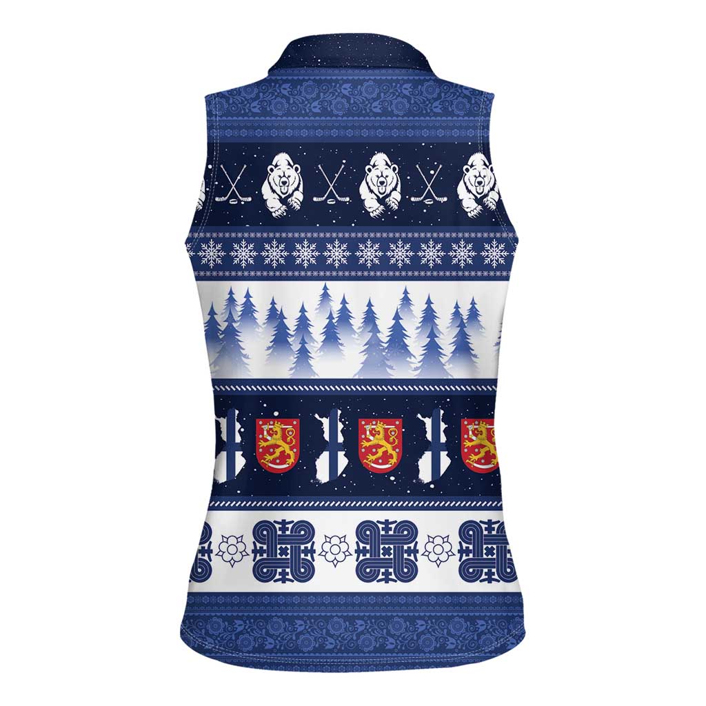 Finland Christmas Women Sleeveless Polo Shirt Suomen Tasavalta Hyvaa Joulua - Wonder Print Shop