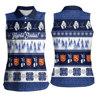 Finland Christmas Women Sleeveless Polo Shirt Suomen Tasavalta Hyvaa Joulua - Wonder Print Shop