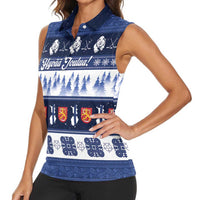 Finland Christmas Women Sleeveless Polo Shirt Suomen Tasavalta Hyvaa Joulua - Wonder Print Shop