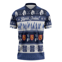 Finland Christmas Zipper Polo Shirt Suomen Tasavalta Hyvaa Joulua - Wonder Print Shop