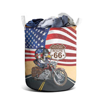 Route 66 United States Laundry Basket Historic Highway USA Eagle With Motorcycle - Wonder Print Shop