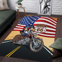 Route 66 United States Area Rug Historic Highway USA Eagle With Motorcycle - Wonder Print Shop