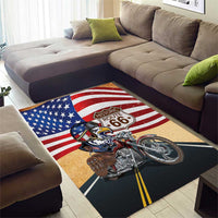 Route 66 United States Area Rug Historic Highway USA Eagle With Motorcycle - Wonder Print Shop