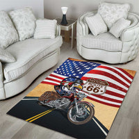Route 66 United States Area Rug Historic Highway USA Eagle With Motorcycle - Wonder Print Shop