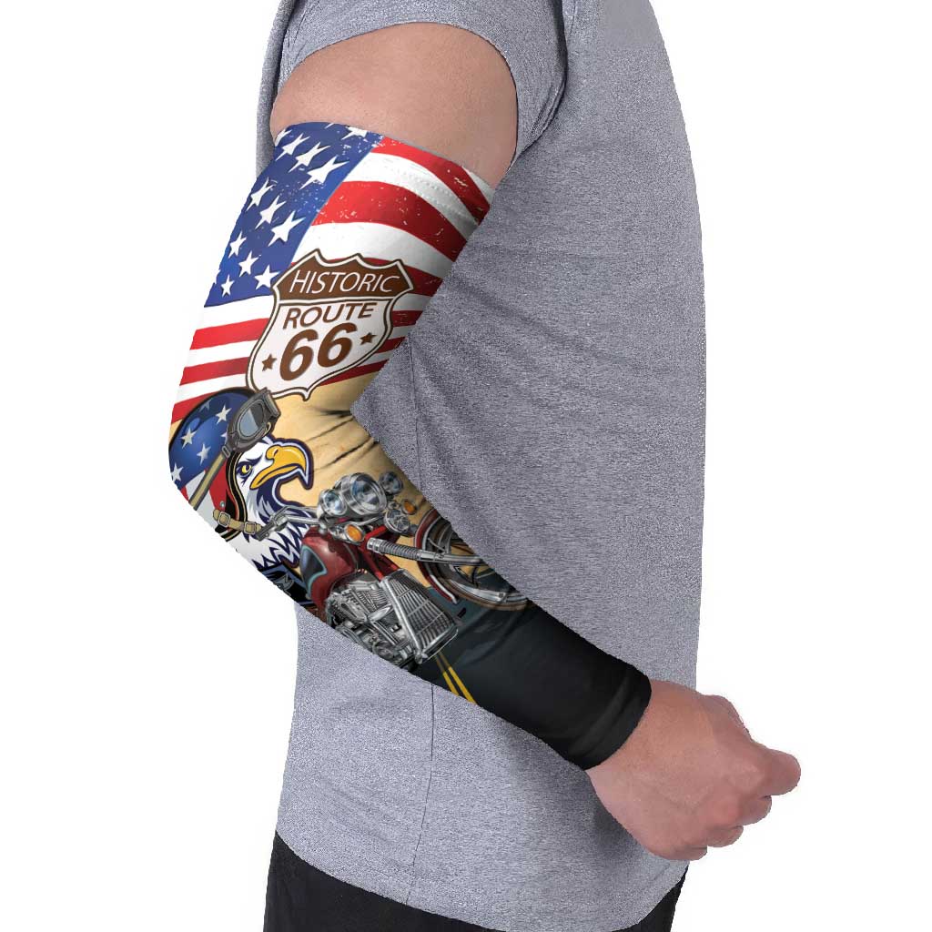 Route 66 United States Arm Sleeves Historic Highway USA Eagle With Motorcycle - Wonder Print Shop