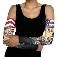 Route 66 United States Arm Sleeves Historic Highway USA Eagle With Motorcycle - Wonder Print Shop