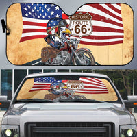 Route 66 United States Auto Sun Shade Historic Highway USA Eagle With Motorcycle - Wonder Print Shop