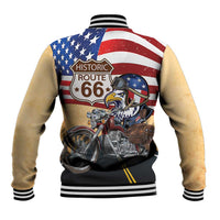 Route 66 United States Baseball Jacket Historic Highway USA Eagle With Motorcycle - Wonder Print Shop