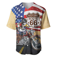 Route 66 United States Baseball Jersey Historic Highway USA Eagle With Motorcycle - Wonder Print Shop