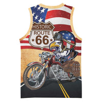 Route 66 United States Basketball Jersey Historic Highway USA Eagle With Motorcycle - Wonder Print Shop