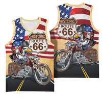 Route 66 United States Basketball Jersey Historic Highway USA Eagle With Motorcycle - Wonder Print Shop